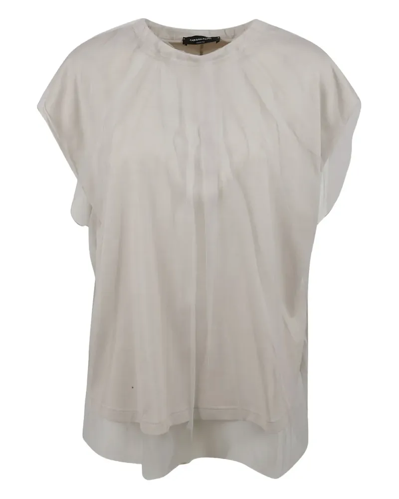 Fabiana Filippi T-Shirt mit Tüll-Overlay - Nude Nude