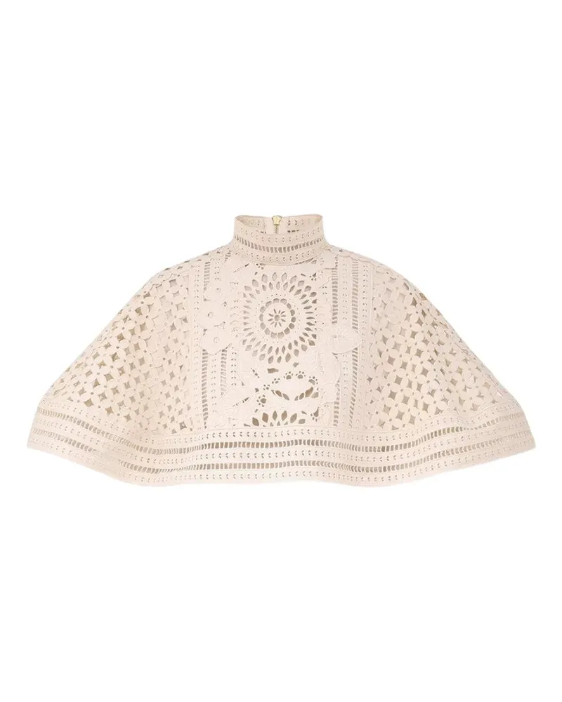 Zimmermann Indra embroidered cape - Nude Nude
