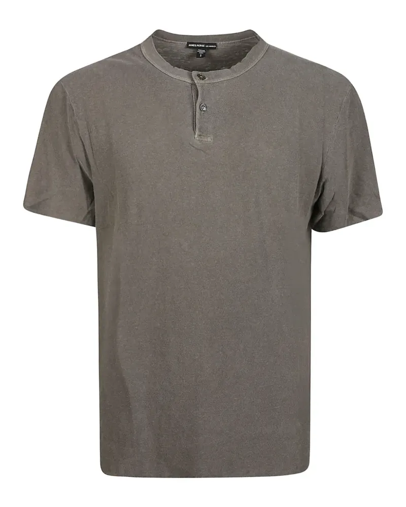 James Perse T-Shirt mit Henley-Ausschnitt - Braun Braun