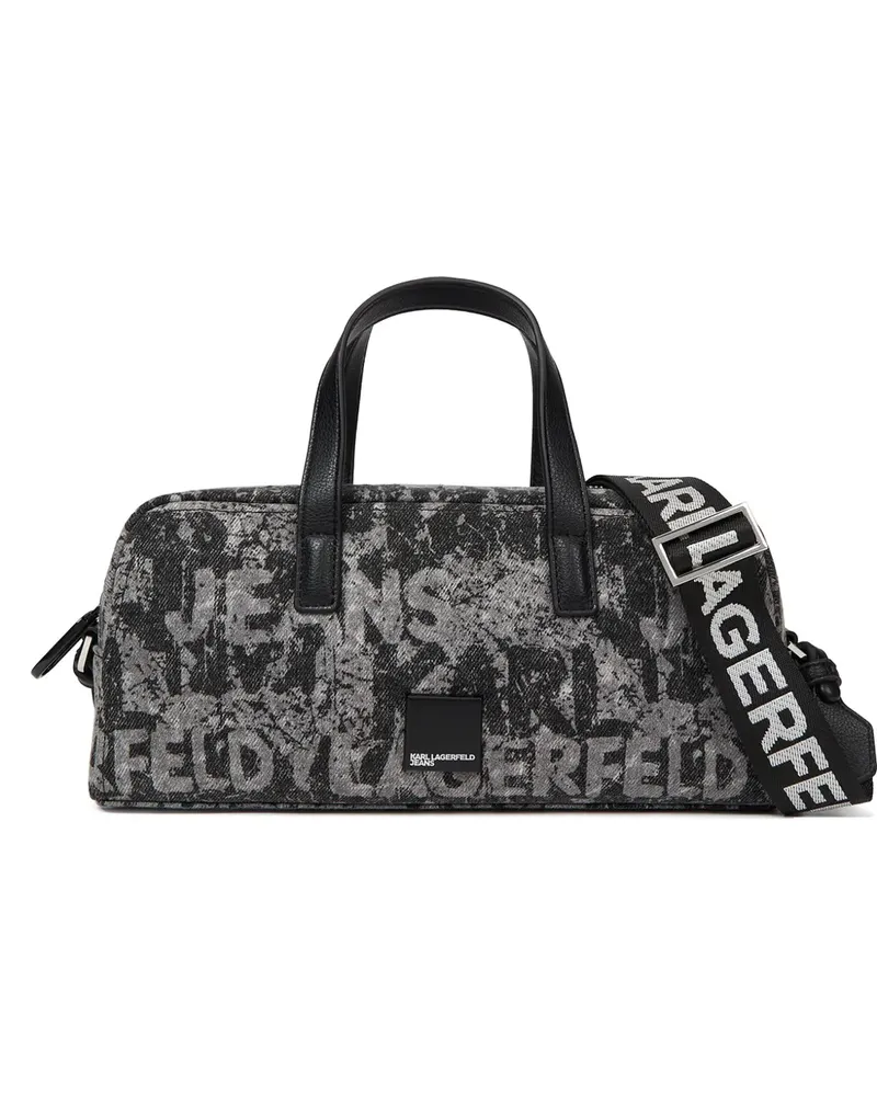 Karl Lagerfeld logo-print denim bowling bag - Grau Grau