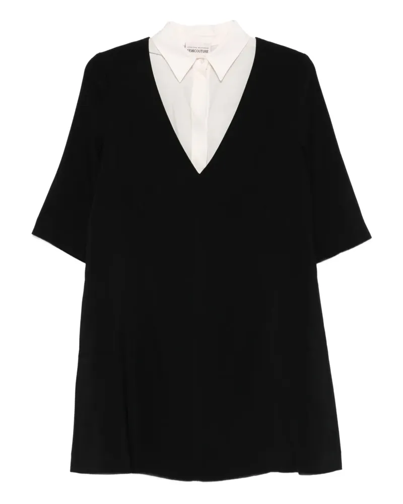 Semicouture Midikleid mit V-Ausschnitt - Schwarz Schwarz