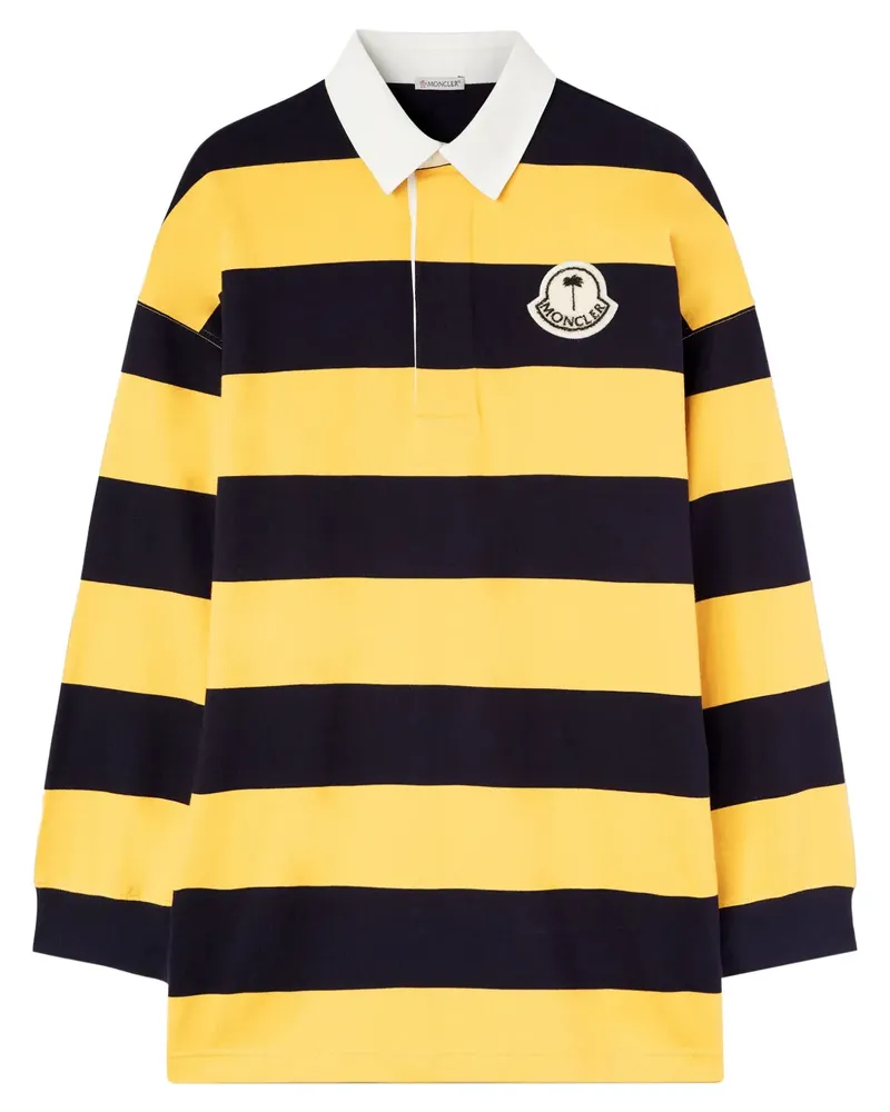 Palm Angels x Moncler Gestreiftes Poloshirt mit Logo - Gelb Gelb
