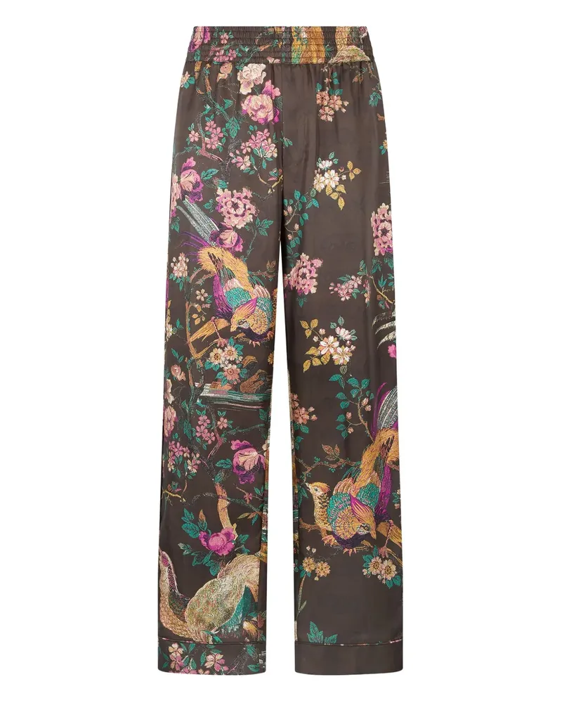 Roberto Cavalli Seidenhose mit Vogel-Print - Braun Braun