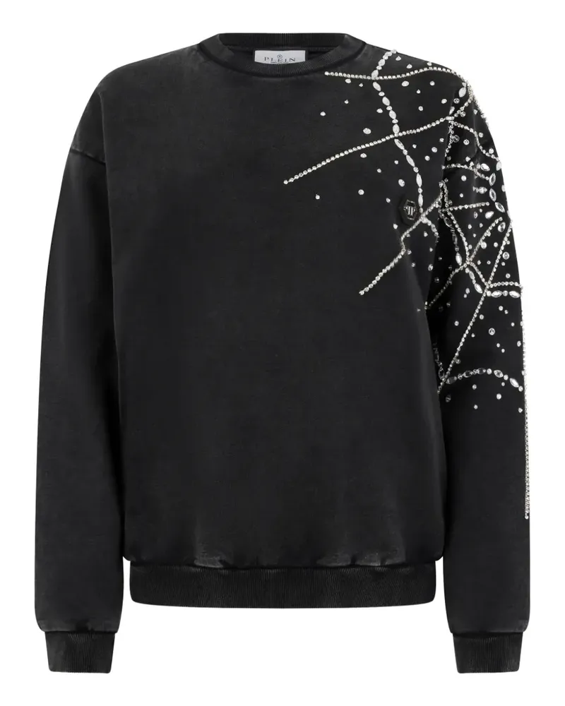 Philipp Plein Spiderweb Strass Sweatshirt mit rundem Ausschnitt - Schwarz Schwarz