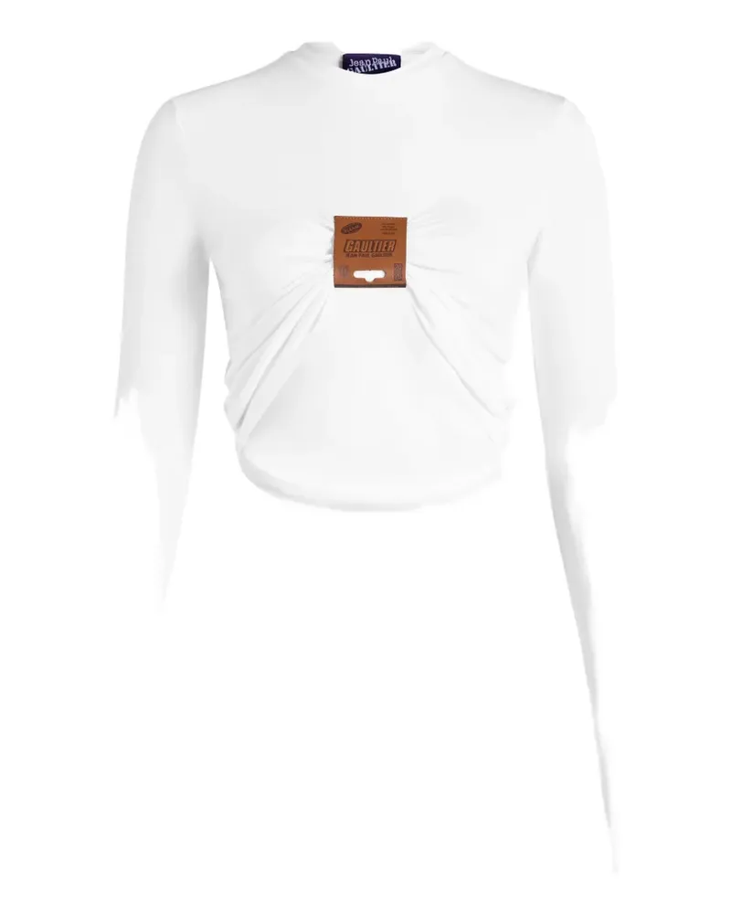 Jean Paul Gaultier cut-out logo-patch top - Weiß Weiß