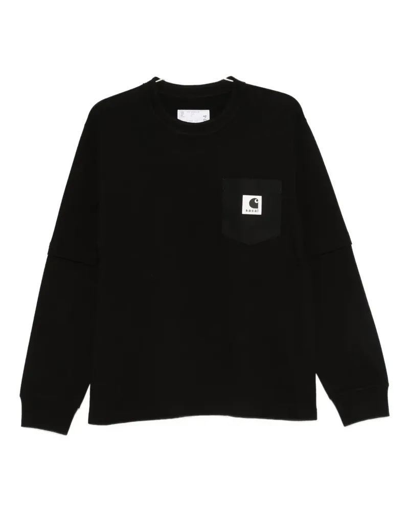 Sacai Sweatshirt mit Logo-Patch - Schwarz Schwarz