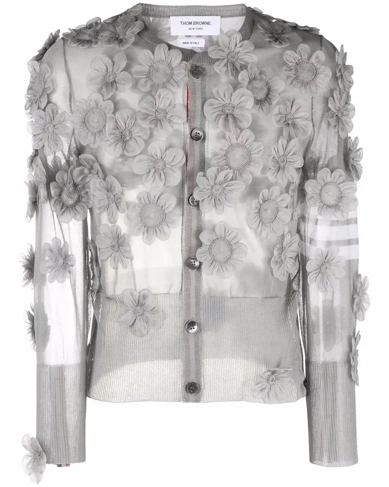 Thom Browne Sheer-Cardigan aus Organza - Grau Grau