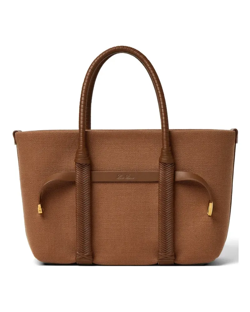 Loro Piana smal leather-trim canvas tote bag - Braun Braun
