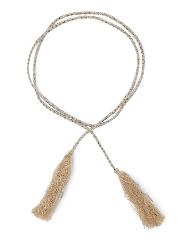 forte_forte braided tassel-detail belt - Nude Nude