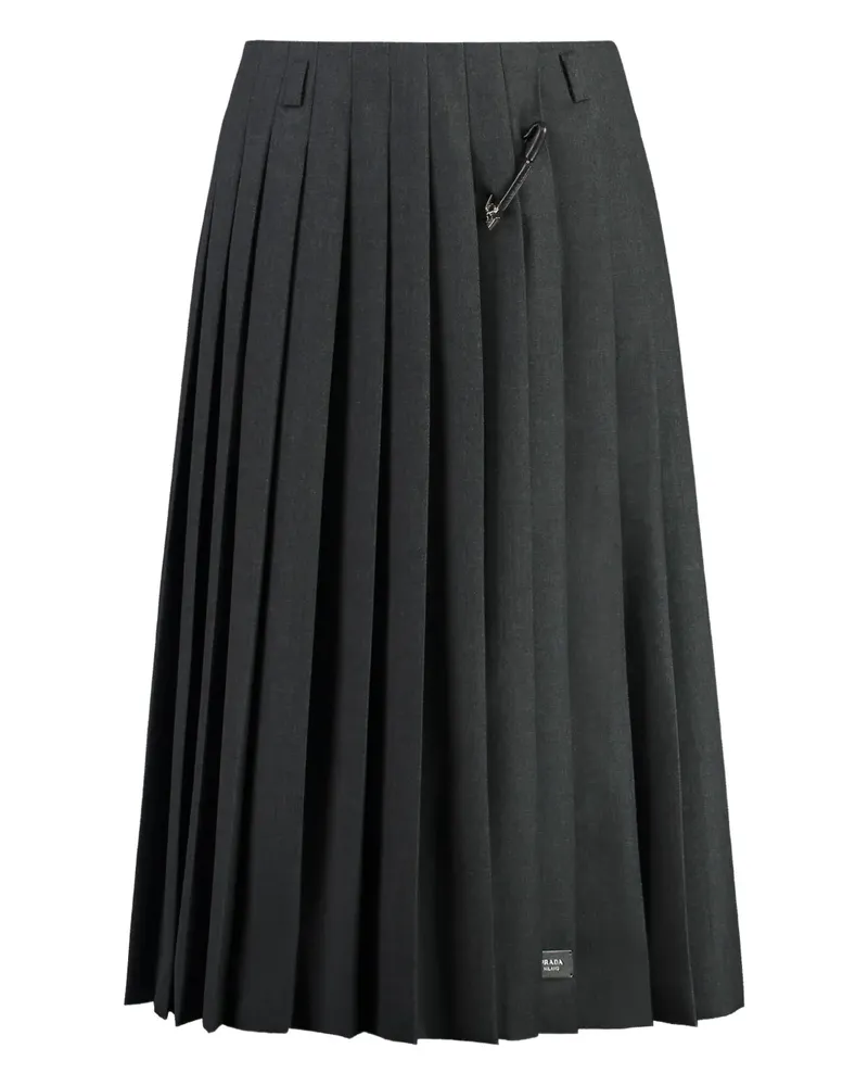 Prada Brosche-Midirock mit Falten - Grau Grau