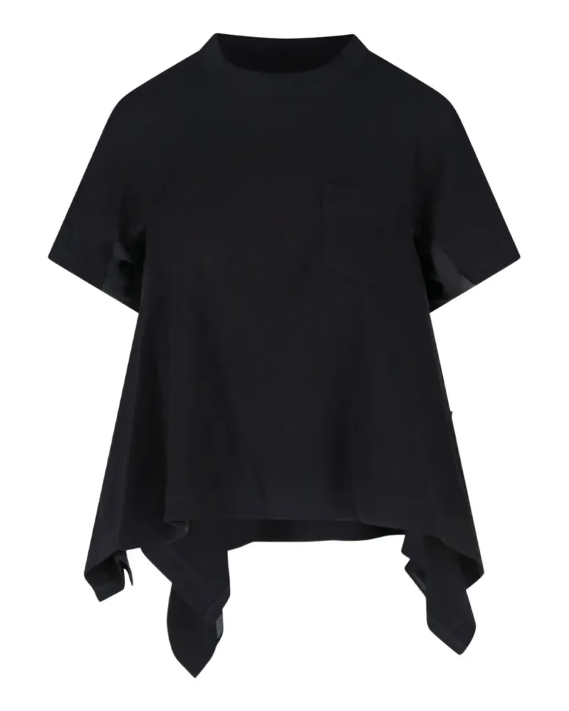 Sacai Asymmetrisches T-Shirt - Schwarz Schwarz
