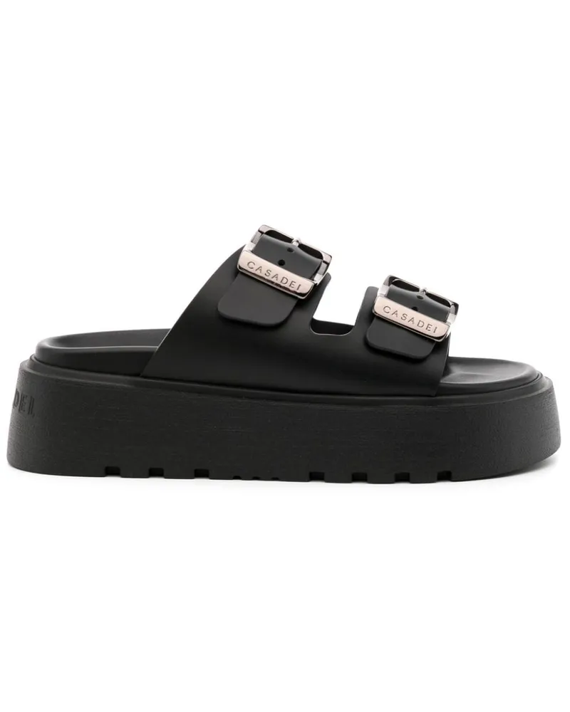 Casadei Chunky Florence Sandalen mit Doppelriemen - Schwarz Schwarz