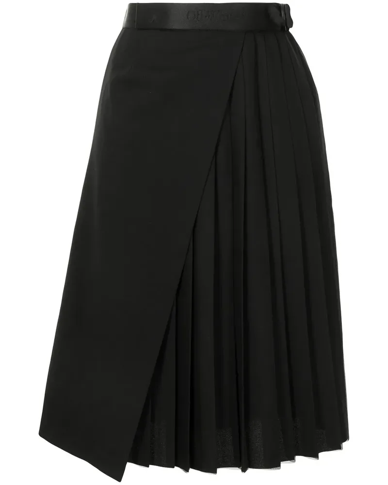 OFF-WHITE Plisseerock mit Logo - Schwarz Schwarz