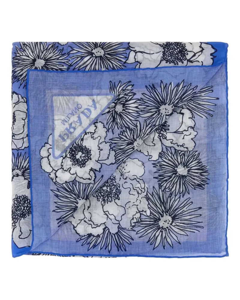 Prada Schal mit Blumen-Print - Blau Blau