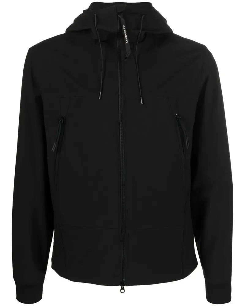 C.P. Company Kapuzenjacke mit Logo-Patch - Schwarz Schwarz