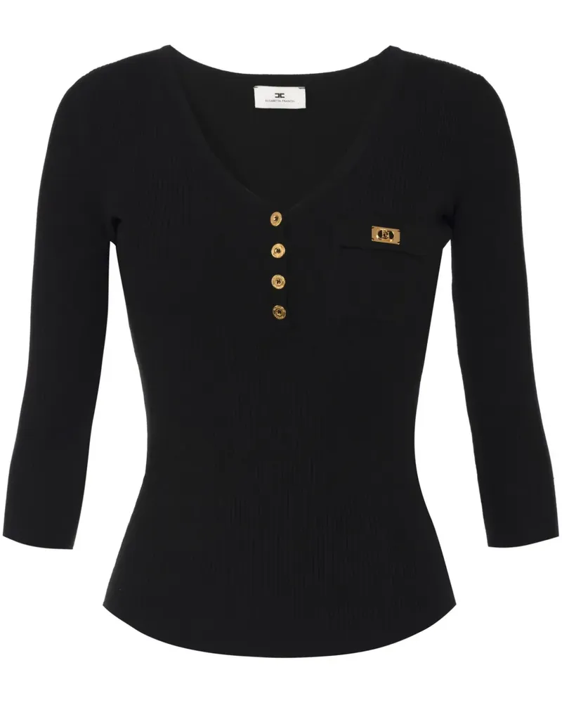 Elisabetta Franchi Geripptes Oberteil - Schwarz Schwarz