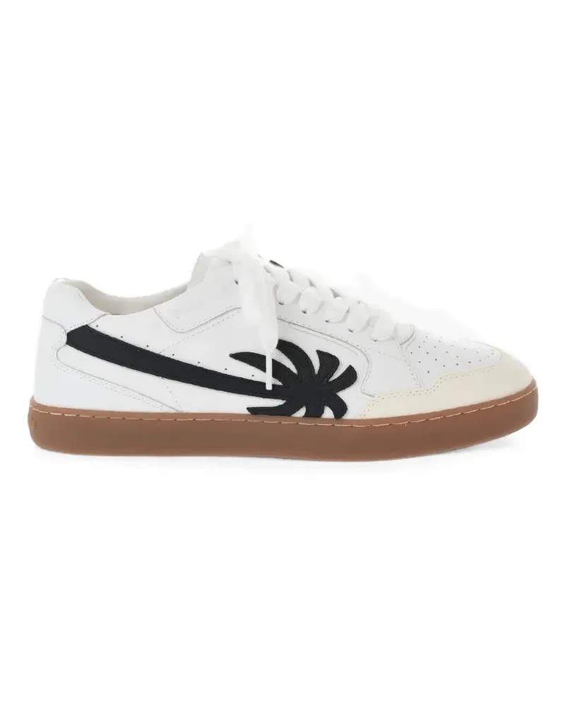 Palm Angels monogram-embossed suede-panel sneakers - Weiß Weiß