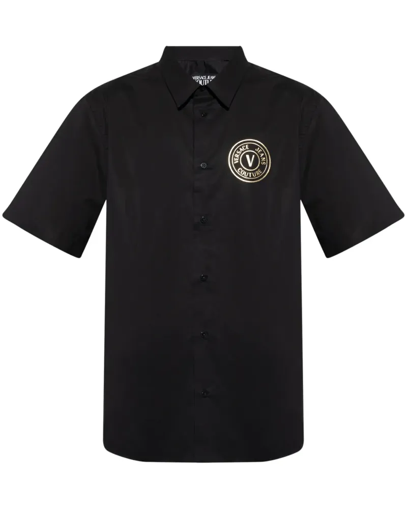 Versace Jeans Poloshirt mit V-Emblem - Schwarz Schwarz