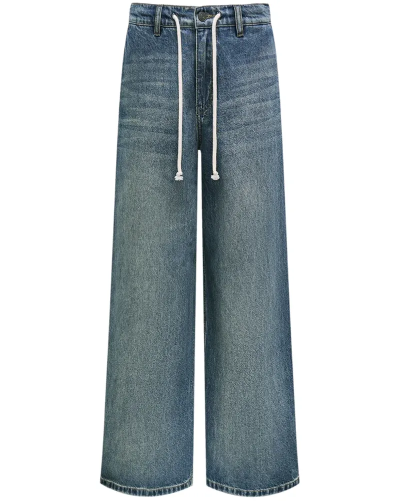 12 STOREEZ Halbhohe Wide-Leg-Jeans - Blau Blau