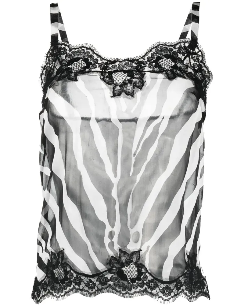 Dolce & Gabbana Chiffon-Camisole-Top mit Zebra-Print - Schwarz Schwarz