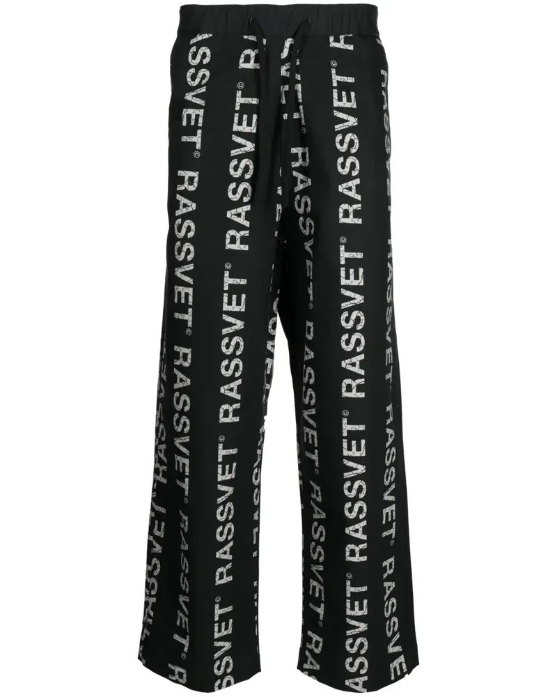 PACCBET RASSVET Weite Hose mit Logo-Print - Schwarz Schwarz