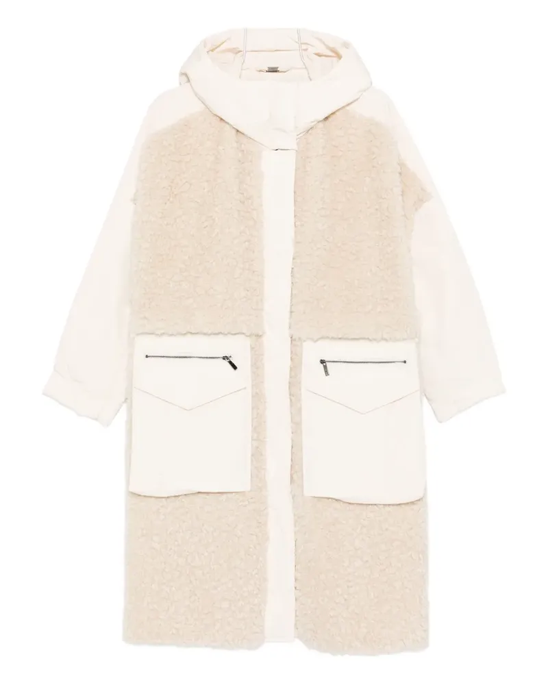 HIGH hooded faux fur coat - Nude Nude
