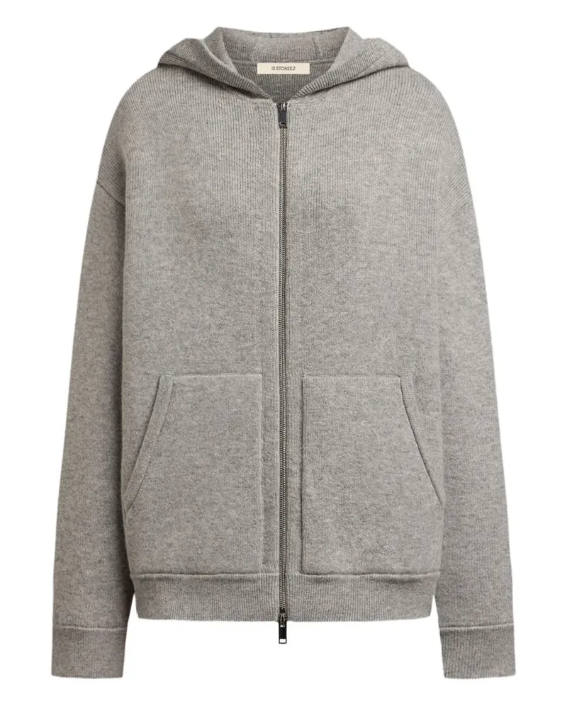 12 STOREEZ Kapuzenjacke mit Reißverschluss - Grau Grau