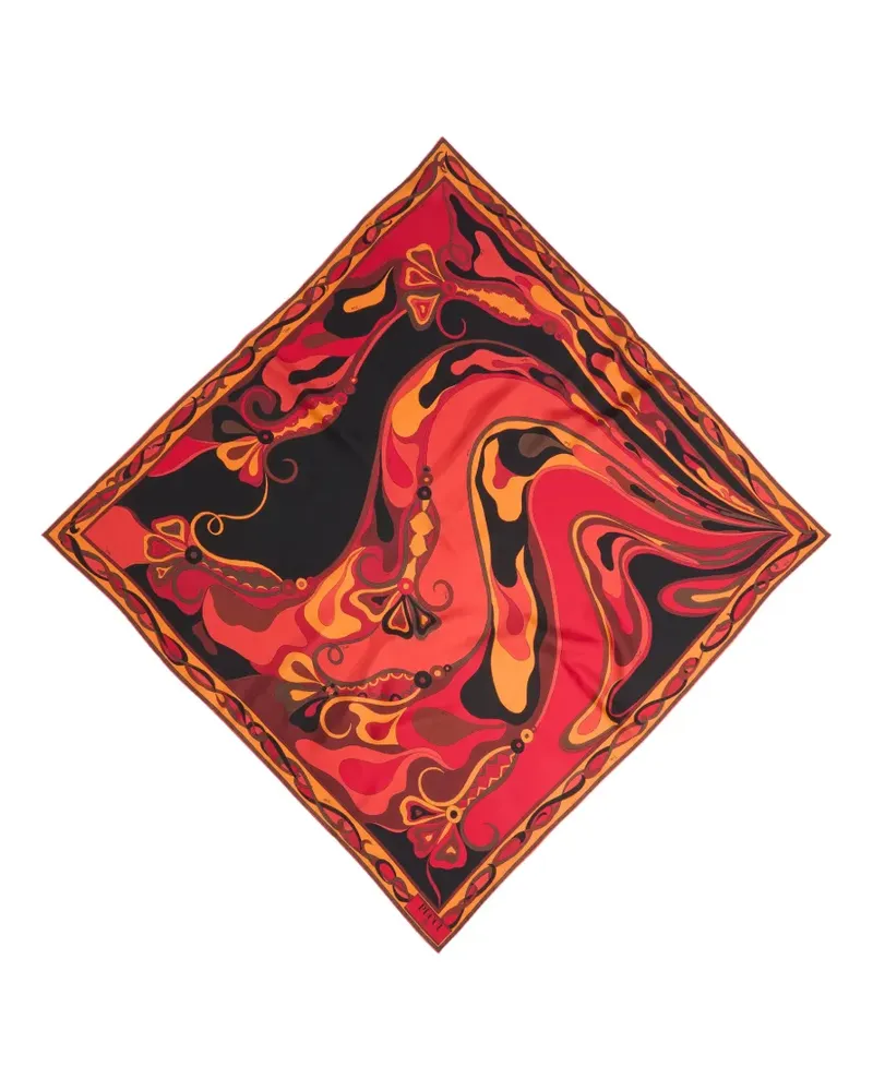 Emilio Pucci Orchidee-print silk carrè scarf - Rot Rot