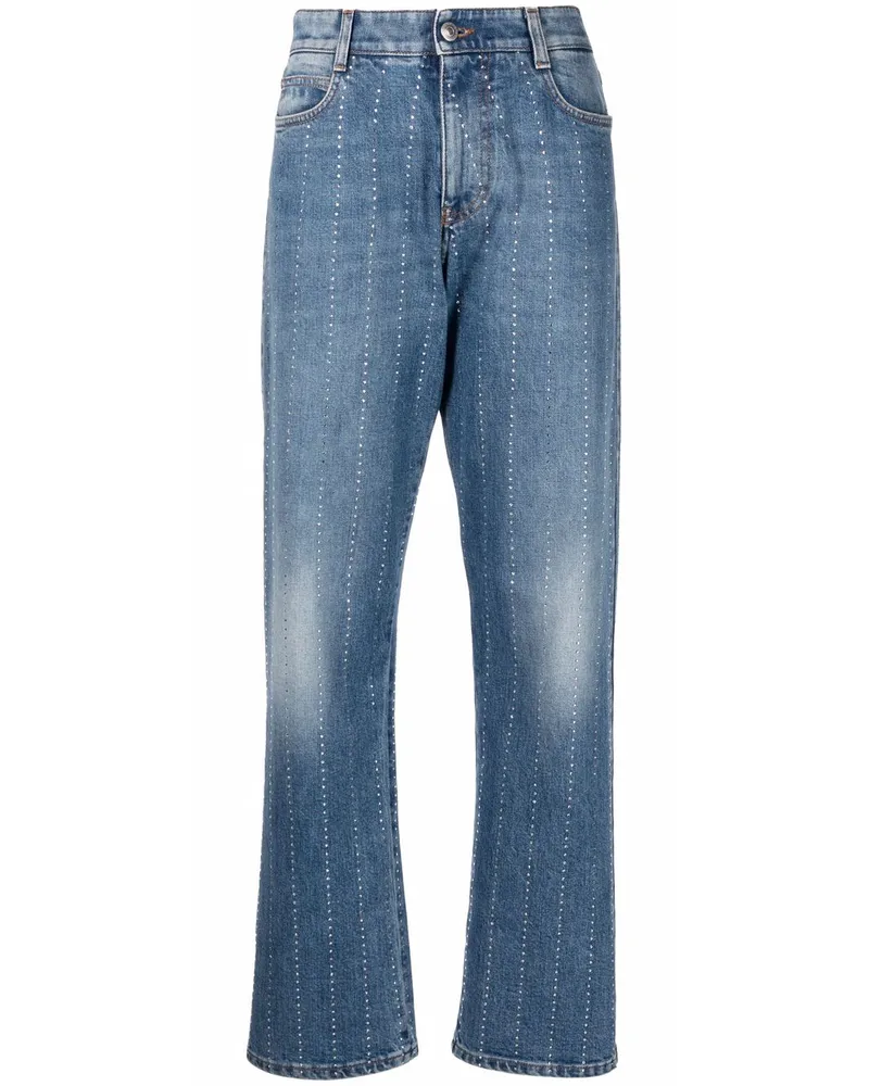 Stella McCartney Straight-Leg-Jeans mit Strass - Blau Blau