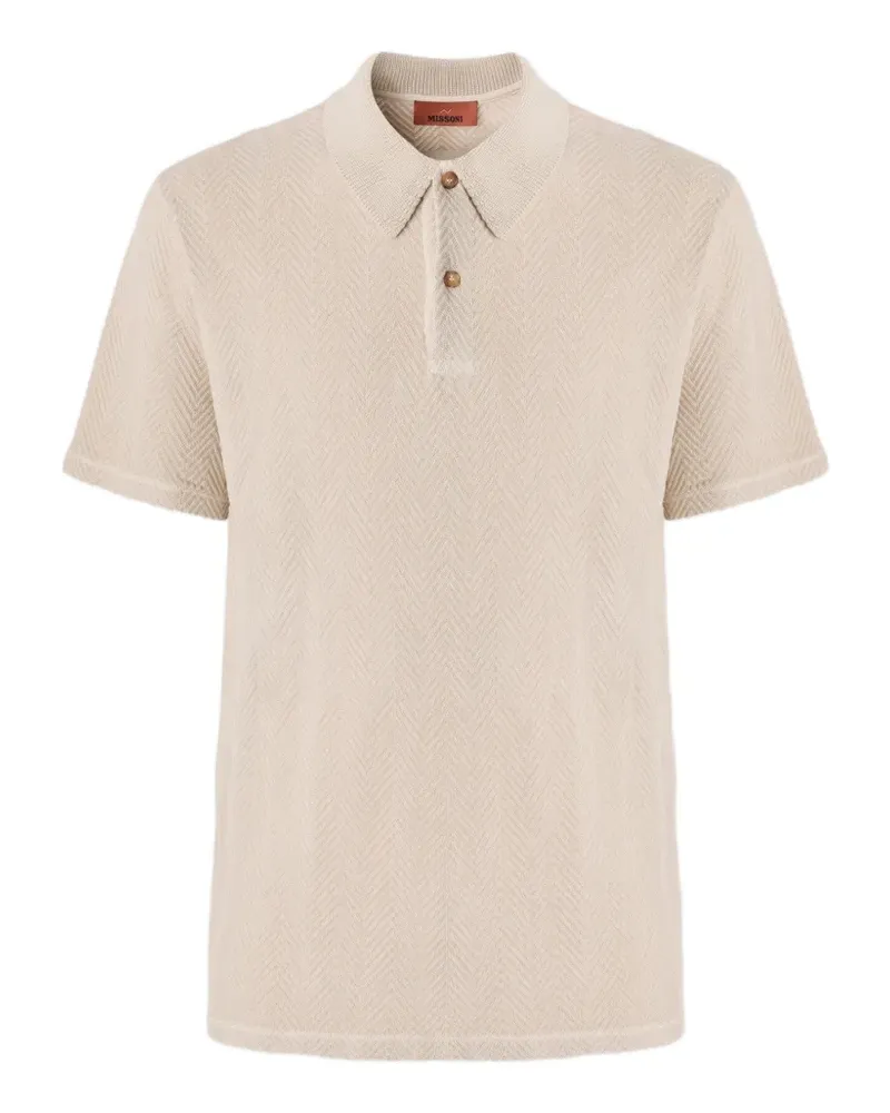 Missoni chevron-knit polo shirt - Nude Nude