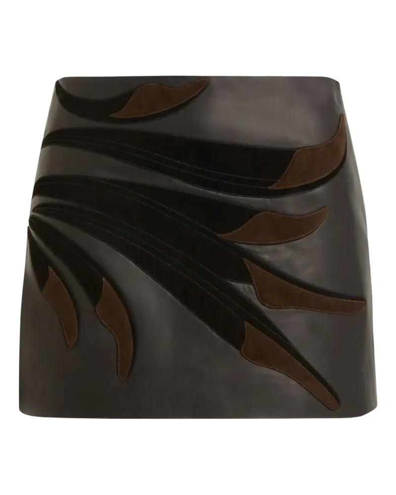 P.A.R.O.S.H. P.A.R.O H. A-Linien-Minirock aus Leder im Patchwork-Look - Schwarz Schwarz