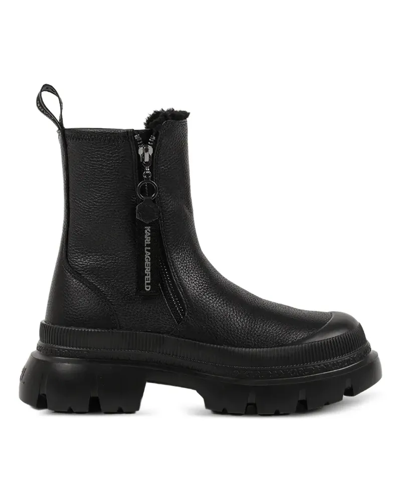 Karl Lagerfeld logo-embossed leather ankle boots - Schwarz Schwarz