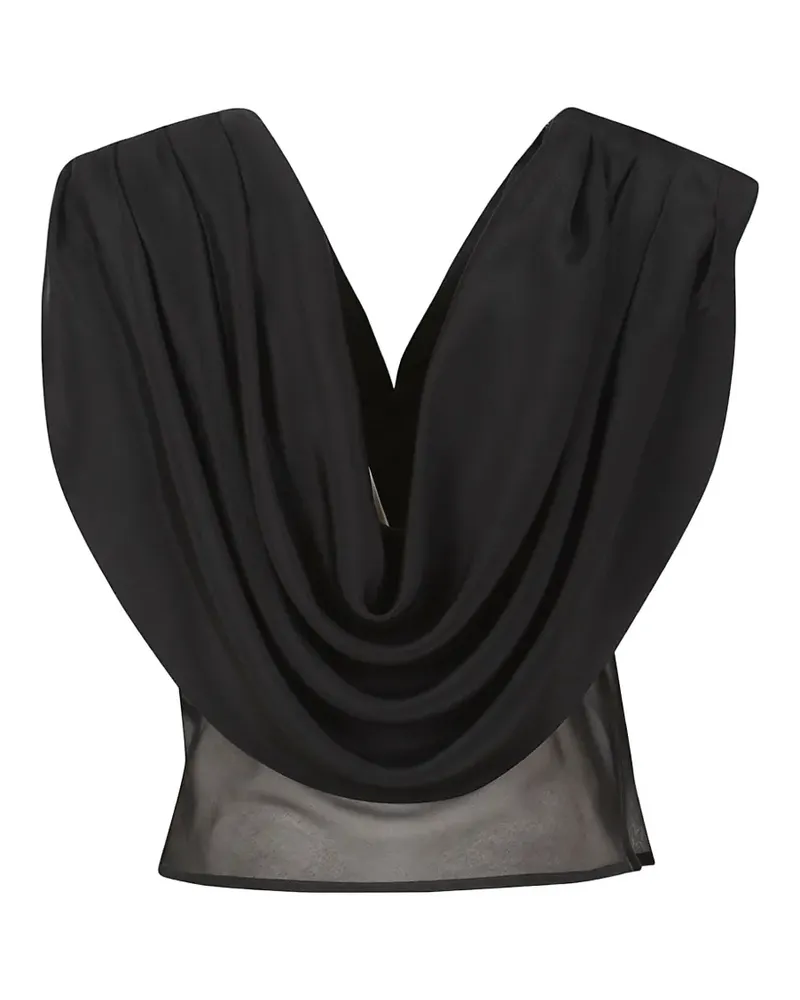 La Collection Drapiertes Marcia Sheer-Top - Schwarz Schwarz