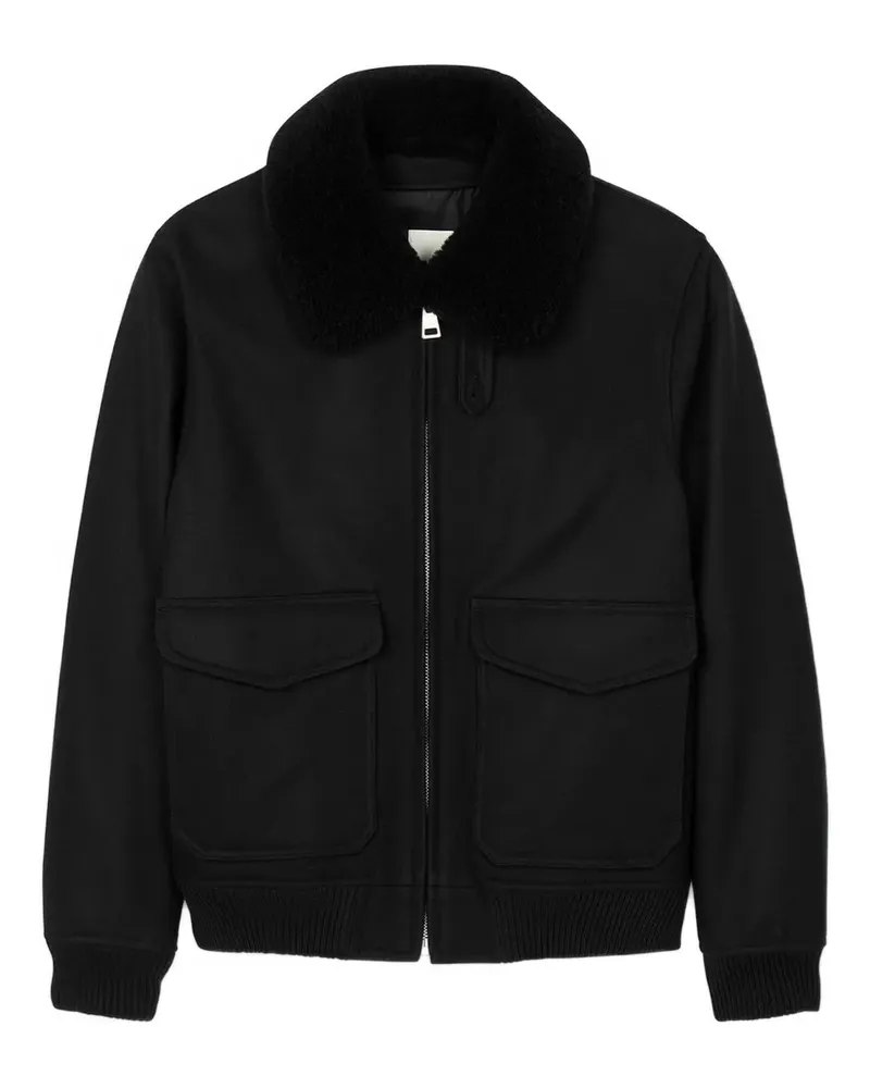 Sandro Jacke mit Shearling-Kragen - Schwarz Schwarz