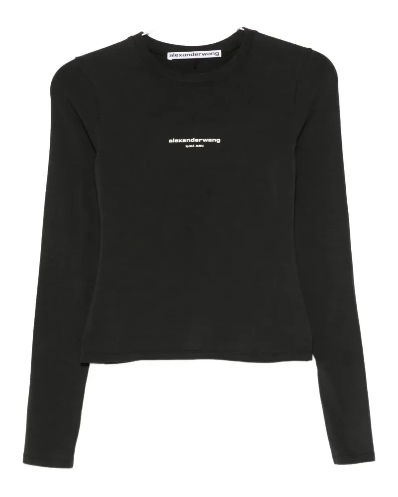 Alexander Wang Schmales LS T-Shirt mit Logo-Print - Schwarz Schwarz