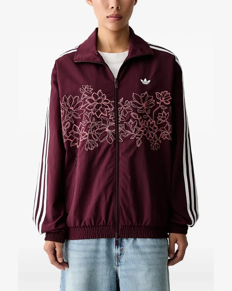 adidas Floral GFX Firebird Sweatshirt mit Blumenstickerei - Braun Braun