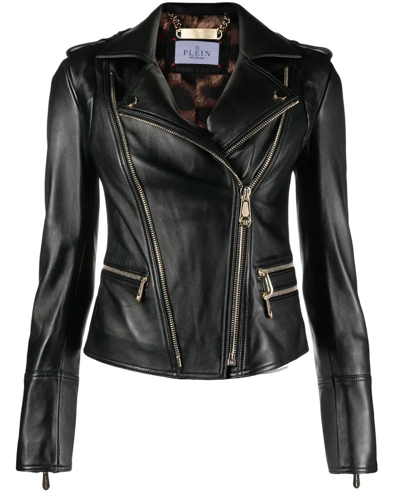 Philipp Plein Klassische Bikerjacke Schwarz