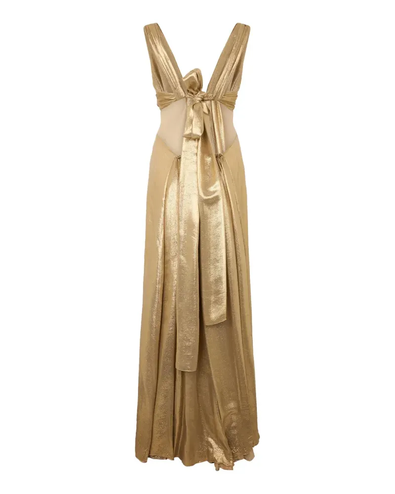 Alberta Ferretti knot-detail sleeveless maxi dress - Gold Gold