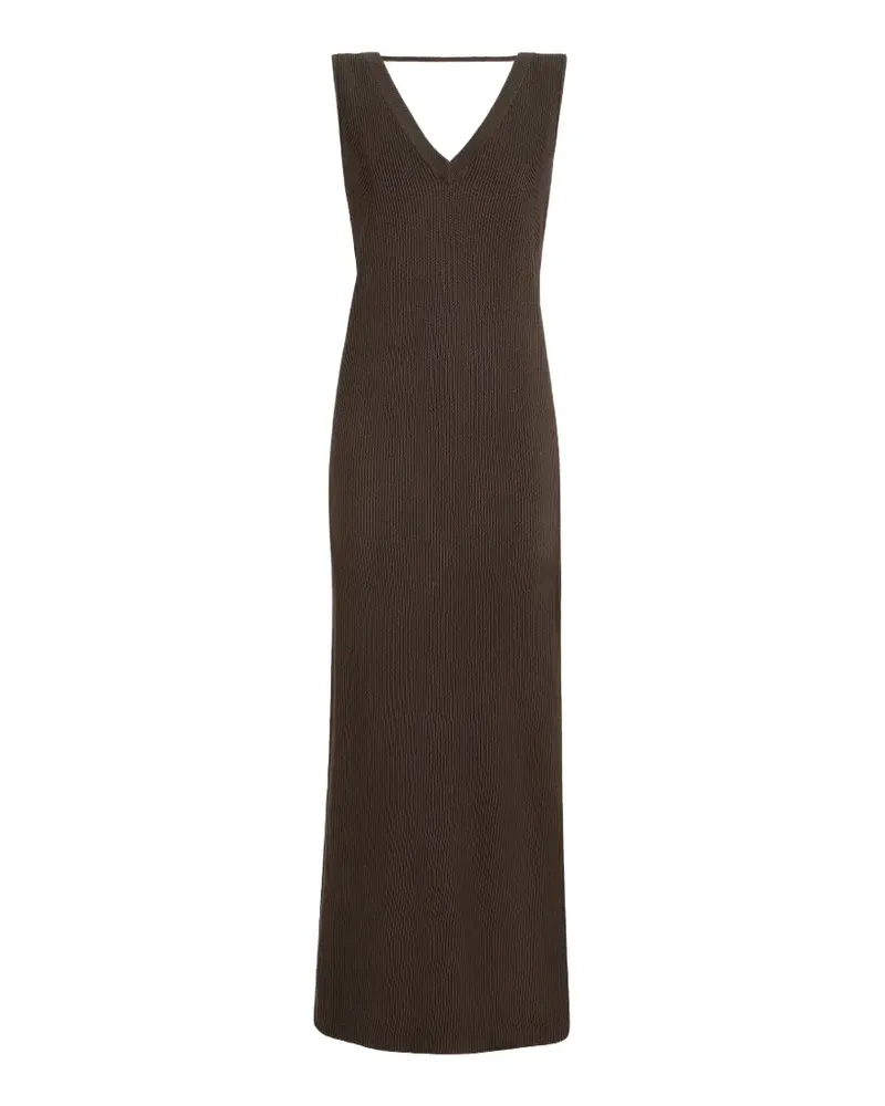 Brunello Cucinelli cotton rib knit dress with monili - Braun Braun