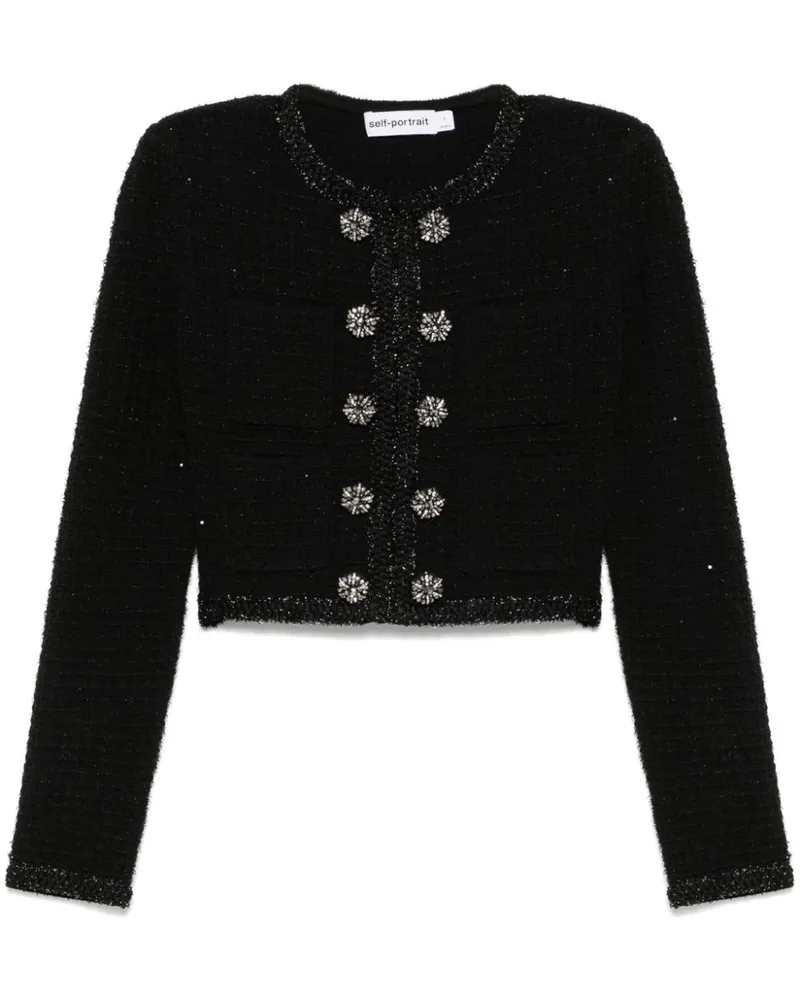 Self-Portrait Texturierte Strickjacke - Schwarz Schwarz