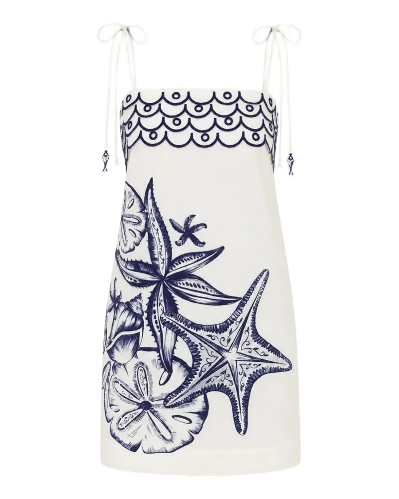FARM Rio Besticktes Coast Stars Minikleid mit Meeres-Print - Weiß Weiß