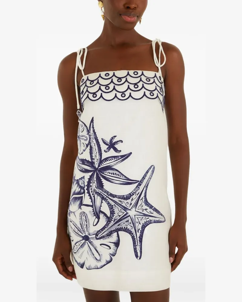 FARM Rio Besticktes Coast Stars Minikleid mit Meeres-Print - Weiß Weiß