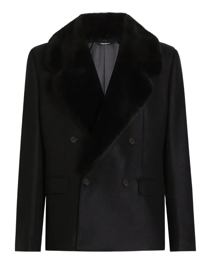 Dolce & Gabbana Blazer mit Kragen aus Faux Fur - Schwarz Schwarz