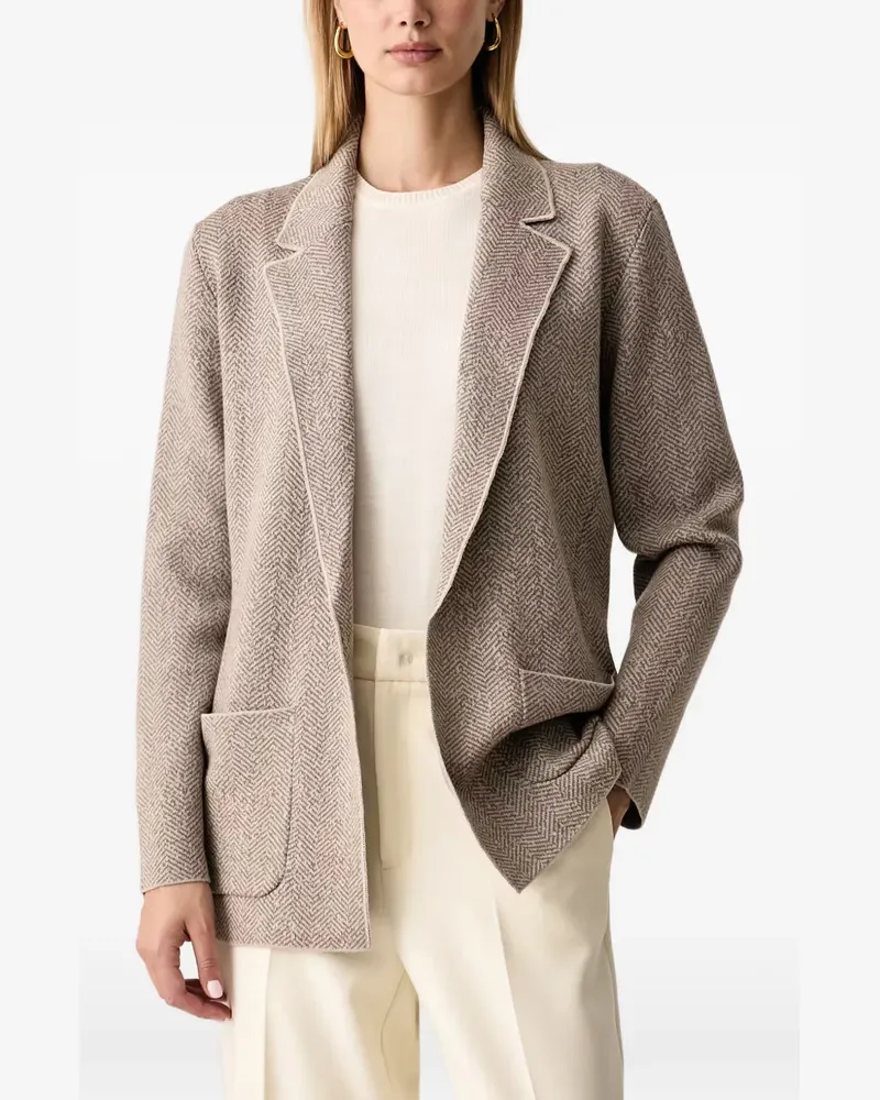 Luisa Spagnoli Cardigan mit Fischgrätenmuster und fallendem Revers - Nude Nude