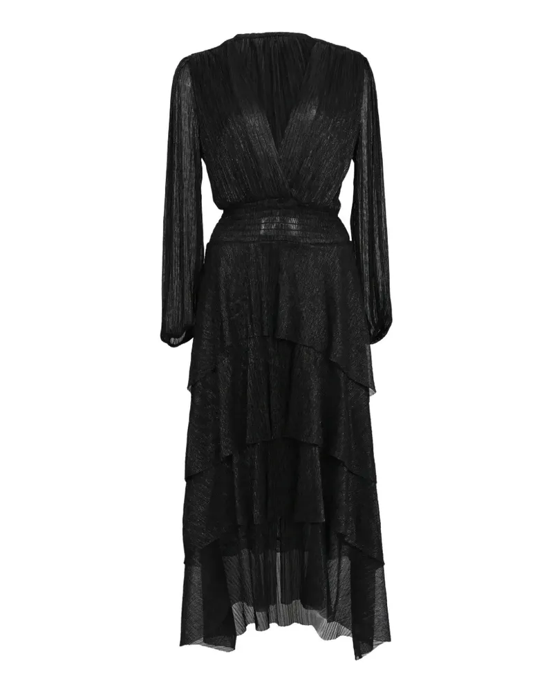 Maje tiered metallic-knit dress - Schwarz Schwarz