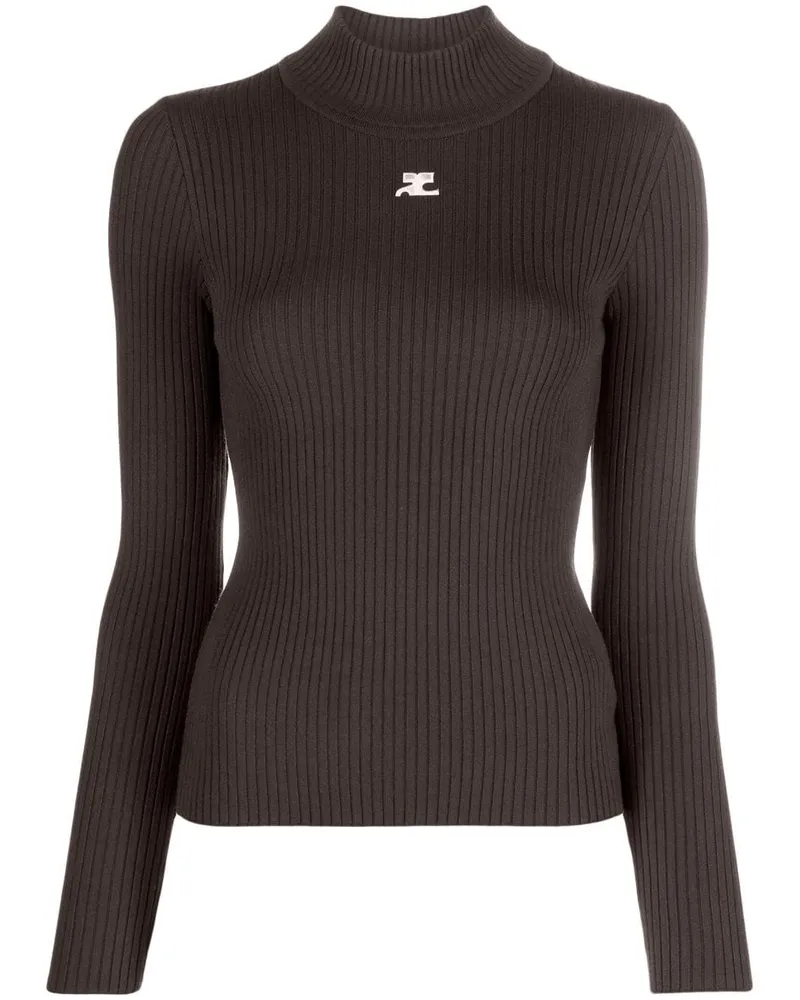 Courrèges Pullover mit Logo-Stickerei - Braun Braun