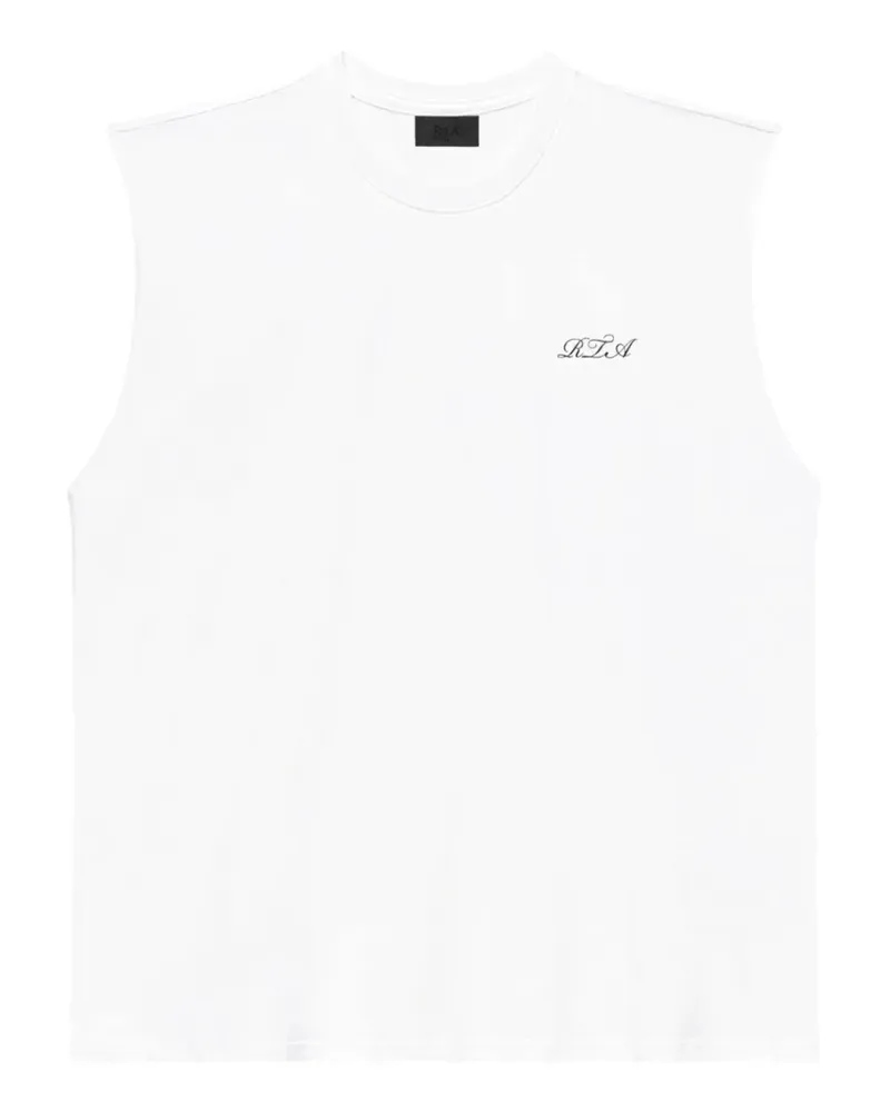 RTA Terry Muscle T-Shirt mit Schreibschrift-Logo - Weiß Weiß