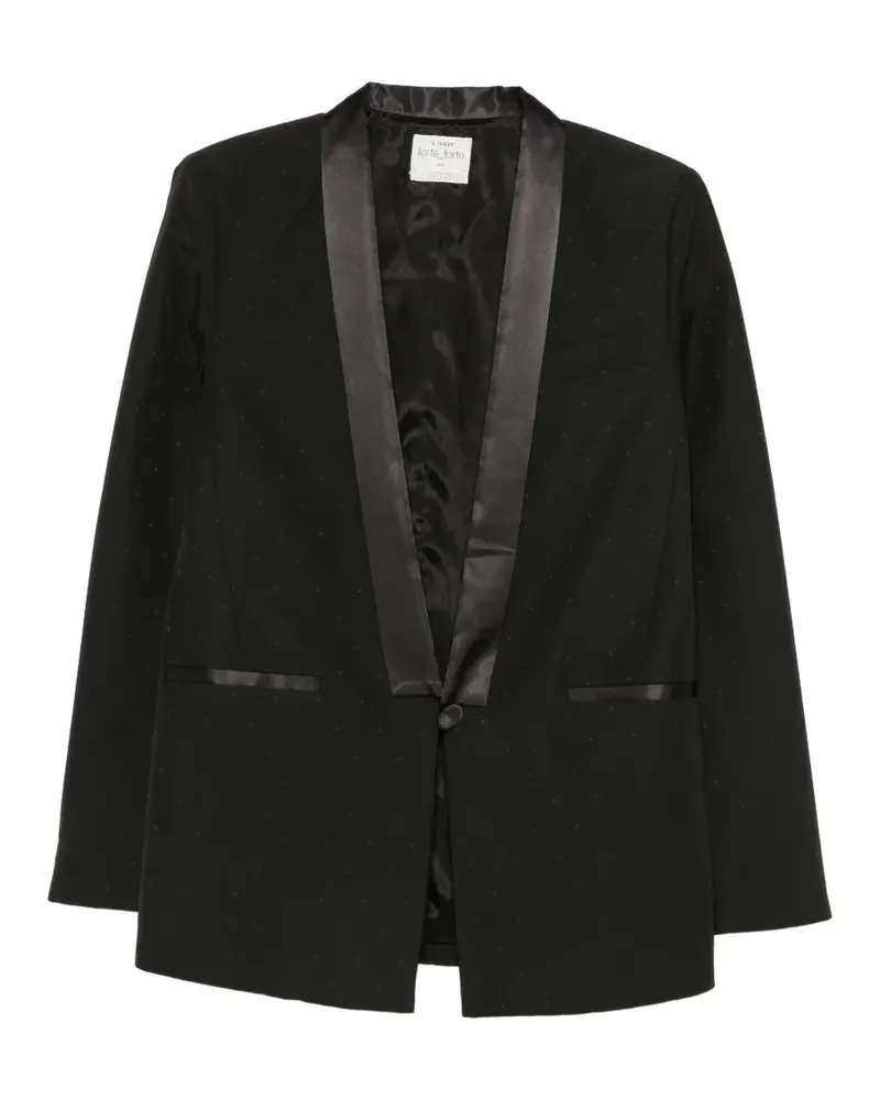 forte_forte Blazer mit Schalkragen und Satinbesatz - Schwarz Schwarz