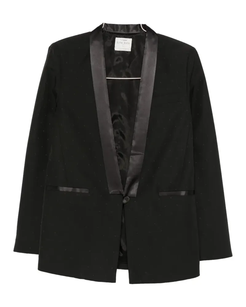 forte_forte satin-trim shawl-lapel blazer - Schwarz Schwarz