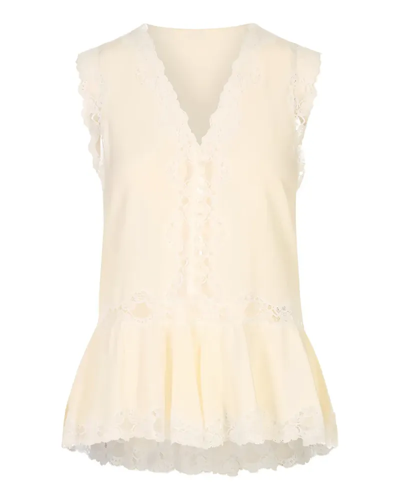 Chloé lace-trim sleeveless peplum blouse - Weiß Weiß